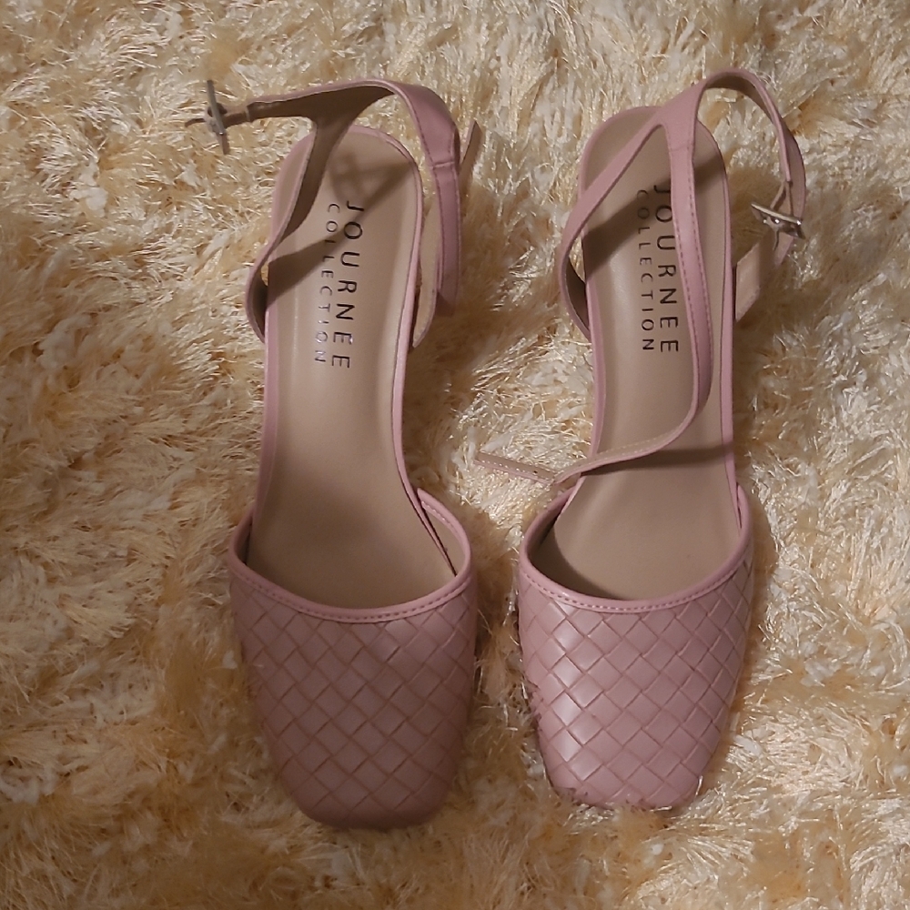 Journee Collection Blush Woven Heels